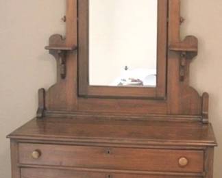 289 - Victorian Antique Dresser w/ Mirror 78 x 43.5 x 18.5
