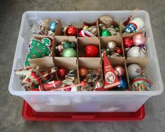 76 - Christmas Decorations Plastic Tote
