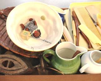 810 - Tray Lot of Assorted Items Pitcher, Bowl, Dresser Set
