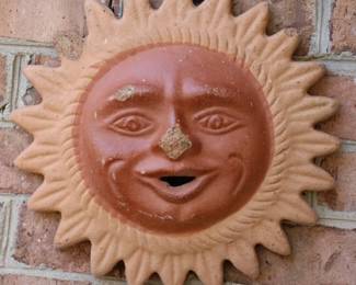 39 - Pottery Sun Wall Hanging 11 inches chip on one tip
