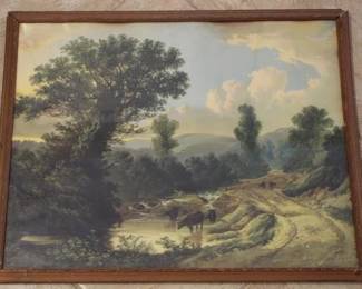 645 - Vintage framed print, 17 x 21
