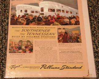 452 - Framed Advertisement - Pullman - Standard The Southerner / The Tennessean 14 x 11 Inches
