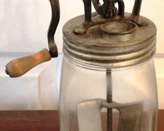 859 - 2 Quart Glass Churn 12.5 Inches Tall
