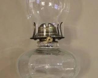 686 - Glass oil lamp, 17.5"

