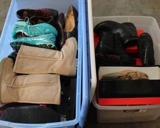 149 - 2 Plastic Totes Assorted Shoes & Boots
