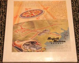 451 - Framed Advertisement N&W Railway Norfolk and Western Railway 14 x 11 Inches
