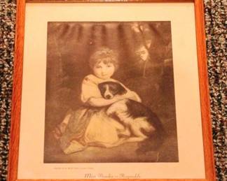 435 - Framed Print - Girl and Dog 12.5 x 10 Inches
