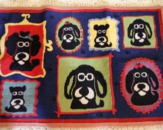 261 - Rug w/ dogs - 26.5 x 18.5
