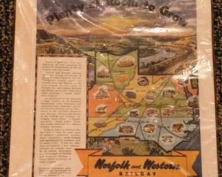 454 - Framed Advertisement - N&W Railway Norfolk and Western Railway 14 x 11 Inches
