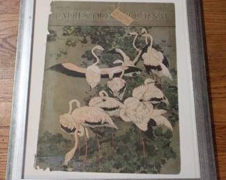 779 - Framed Ladies Journal page with flamingos 20 x 16
