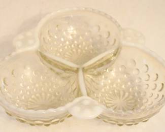 825 - Moonstone Divided Dish 2 x 6 Inches
