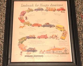 450 - Framed Advertisement - Howard Johnson's 16.5 x 13.5 Inches

