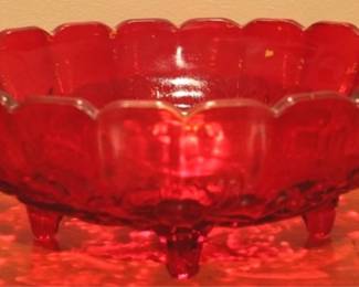 494 - Indiana Glass Ruby Fruit Bowl 4.5 x 9 Inches

