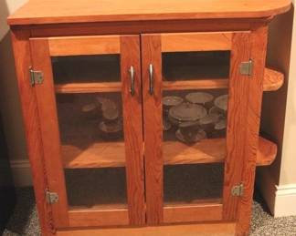 466 - Wood Cabinet 33.5 x 34.5 x 15 Inches
