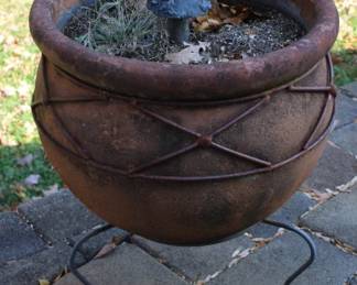 32 - Pottery Planter w/Metal Stand 22 x 19.5 inches
