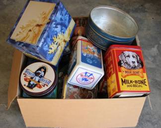 119 - Box of Assorted Metal Tins
