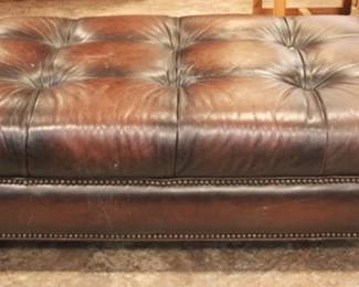 338 - Tufted Leather Ottoman 16 x 46.5 x 29.5
