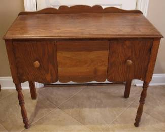 639 - Vintage double door server with backsplash 33.5 x 36 x 15.5
