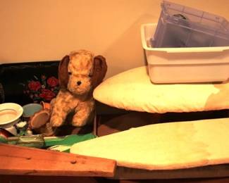 553 - Lot of Assorted Items Ironing Board, Stuffed Dog
