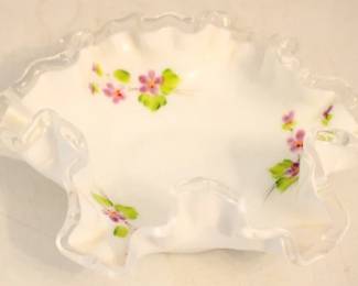 832 - Fenton Silvercrest Bowl w/Violets 6 x 2 Inches
