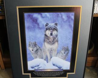 68 - Framed Print Wolf 28.5 x 22
