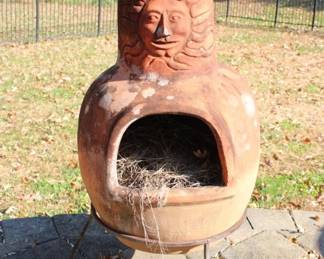 35 - Chiminea Outdoor Fireplace Includes metal stand 42 x 12 inches
