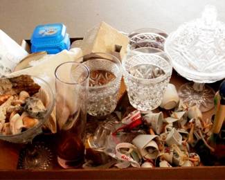 802 - Tray Lot of Assorted Items Covered Compote, Cape Cod Items etc.
