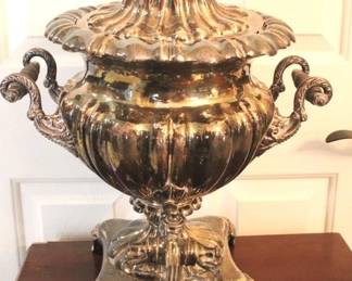 853 - Silver Plated Samovar Beverage Dispenser 16 Inches Tall
