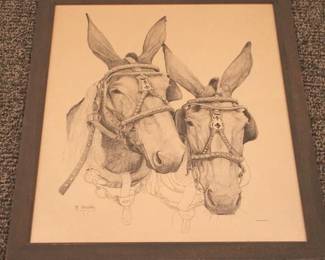 548 - Framed Print Mules 20.5 x 22.5 Inches
