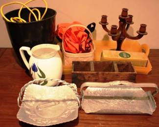 542 - Lot of Assorted Items Watt Pitcher, Pocket Books, Candlesticks
