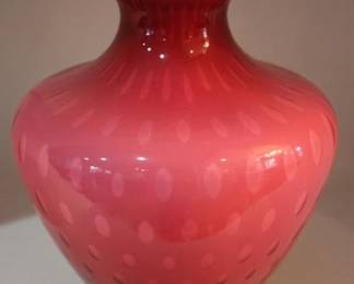 771 - Cranberry cased glass vase, 10"
