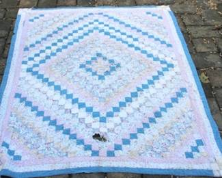 350 - Vintage hand stitched quilt - 60 x 75 - as is
