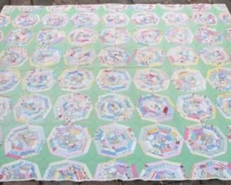 352 - Vintage hand stitched quilt - 81 x 73
