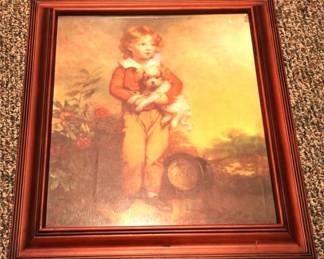 523 - Framed Print - Girl / Dog 25 x 20 Inches
