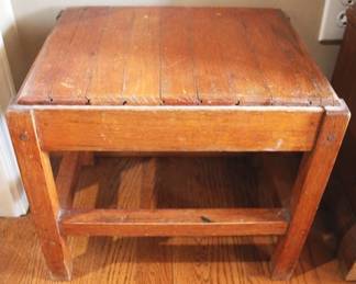 594 - Antique wooden stool, pegged 12.5 x 11.5 x 13.5
