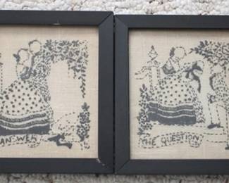 226 - Pair of Framed Needlework Art 6 x 6 each
