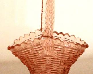 791 - Pink Glass Basket 6 Inches Tall
