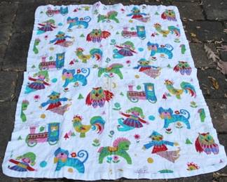 351 - Child's hand stitched quilt - 46 x 36
