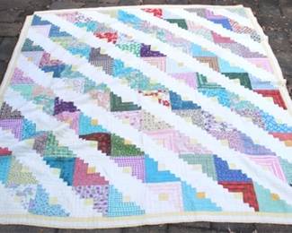344 - Vintage hand stitched quilt - 82 x 76
