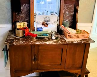 Antique marble top commode