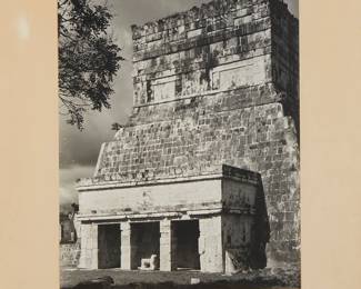 2016
Laura Gilpin
1891-1979
"The Rear Elevation Of The Temple Of The Jaguars And The Lower Temple Of The Jaguars," 1946
Silver gelatin print mounted to a board mount
Signed, dated, and inscribed in pencil on the mount: Laura Gilpin / For Agnes Sims / with best wishes for a Merry Christmas
Image/Sheet: 13.125" H x 10" W; Mount: 20" H x 16" W
Estimate: $2,000 - $3,000