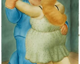 2024
Fernando Botero
1932-2023
Couple Dancing, 1980
Watercolor on paper laid to linen on board
Signed and dated lower right: Botero; signed again, verso
65.5" H x 42.75" W
Estimate: $150,000 - $200,000