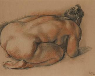 2144
Francisco Zúñiga
1912-1998
"Desnudo Reclinado," 1973
Black chalk and pastel on paper
Signed and dated lower right: Zúñiga; titled and dated on labels affixed to the frame's backing board
Sight: 18.25" H x 25.625" W
Estimate: $1,500 - $2,500
