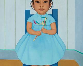 2028
Gustavo Montoya
1905-2003
"Girl On A Chair"
Oil on canvas
Signed lower right: Gustavo Montoya; titled on a certificate of authenticity
24" H x 18" W
Estimate: $8,000 - $12,000