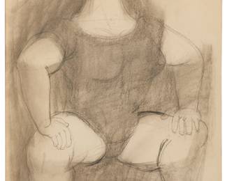 2143
Francisco Zúñiga
1912-1998
"Cuban Woman On Chair," 1964
Graphite on paper
Signed upper right: Zúñiga; titled and dated on label affixed to the frame's backing paper
Image/Sheet: 38" H x 24" W
Estimate: $3,000 - $5,000