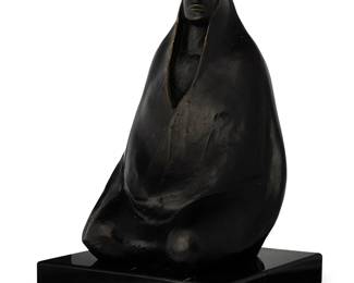 2180
After Francisco Zúñiga
1912-1998
Seated Woman, 1987
Patinated bronze on marble plinth
Signed and dated in the casting verso: Zúñiga / 1987
12.5" H x 14" W x 14" D
Estimate: $800 - $1,200