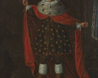 2041
18th Century Spanish Colonial School
Saint Louis (Louis IX)
Oil on canvas laid to waxed canvas
Appears unsigned
41" H x 30" W
Estimate: $5,000 - $7,000