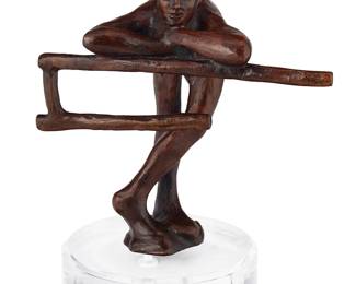 2108
Victor Salmones
1937-1989
Leaning Figure
Patinated bronze on acrylic base
Illegible edition number
Signed in the casting: V. Salmones
10.875" H x 9.5" W x 7.75" D
Estimate: $400 - $600