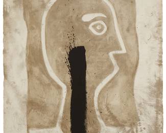2014
Rufino Tamayo
1899-1991
Cabeza En Ocre [Head In Ochre], 1976
Etching in colors on Guarro paper
Edition: 62/75
Signed and numbered in black crayon in the lower right and left corners, respectively: R Tamayo; Ediciones Poligrafa, Barcelona, pub.
Image/Sheet: 29" H x 22" W
Estimate: $2,000 - $4,000