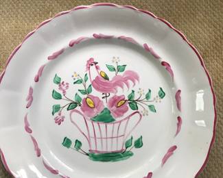 Set of Six Painted Antique English Plates.